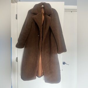 Women’s Plain Pocket Button Front Faux Fur Coat, Priscilla Fur Coat